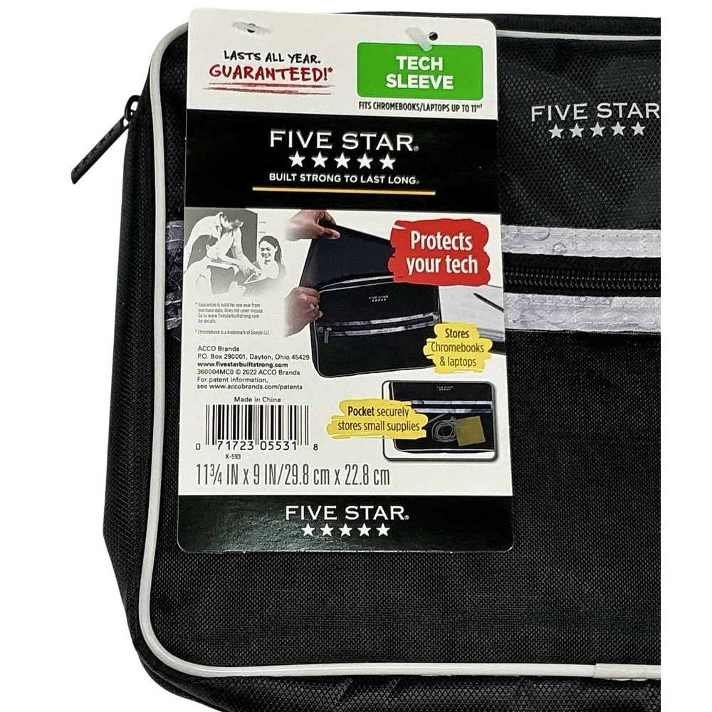 Five Star‎ Tech Sleeve Laptop Chromebook Case Black 11